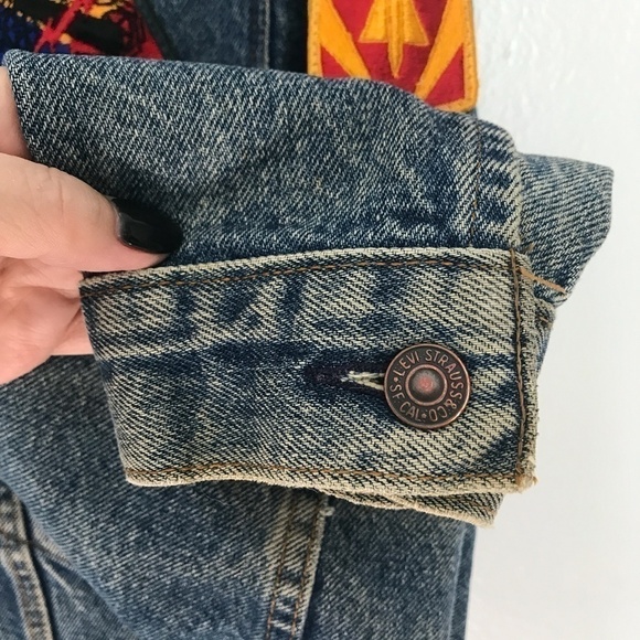 Vintage Levi's Red Tab Denim Jacket Patches Sz 38R - Picture 5 of 8